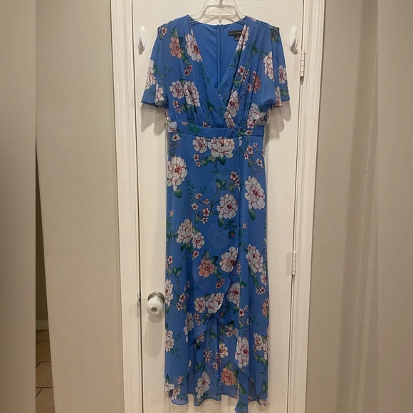 Jessica Howard Women’s Maxi Dress Sz 6 Blue Floral Boho Feminine Whimsical Flowy - Picture 1 of 12